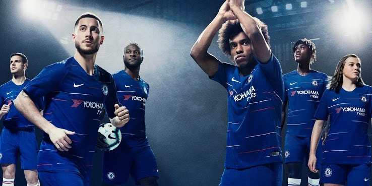Mẫu đồng phục quần áo bóng đá đồ đá banh trên sân nhà của CLB Chelsea 2018-19