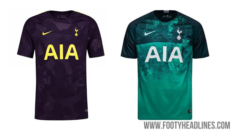 Những mẫu áo thi đá bóng đá thứ ba của Tottenham vào hai mùa giải trước 
